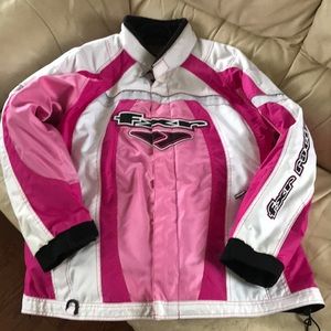 FXR pink and white snowmobile/winter jacket sz 18